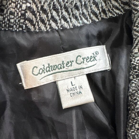 Coldwater Creek Wool Blend Tweed Herringbone Shimmer Metallic Jacket Gray Size L - Picture 8 of 10